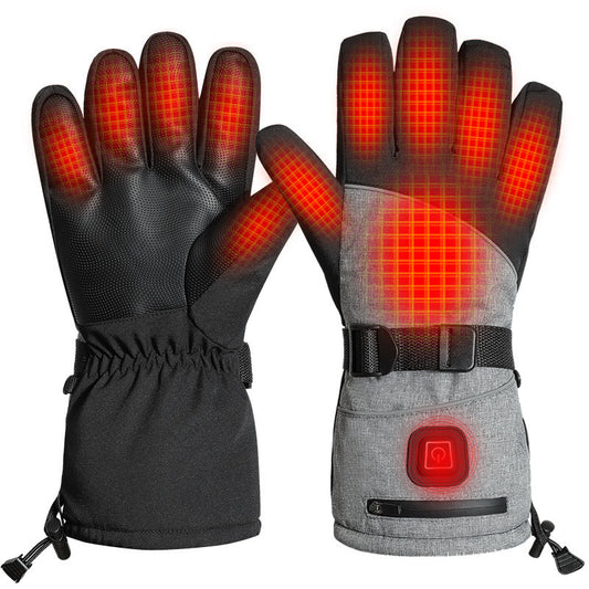 Heated gloves for outdoor skiing, cycling, thickened electric heating, couple's style, men's and women's warm and rechargeable hand protection, trendy